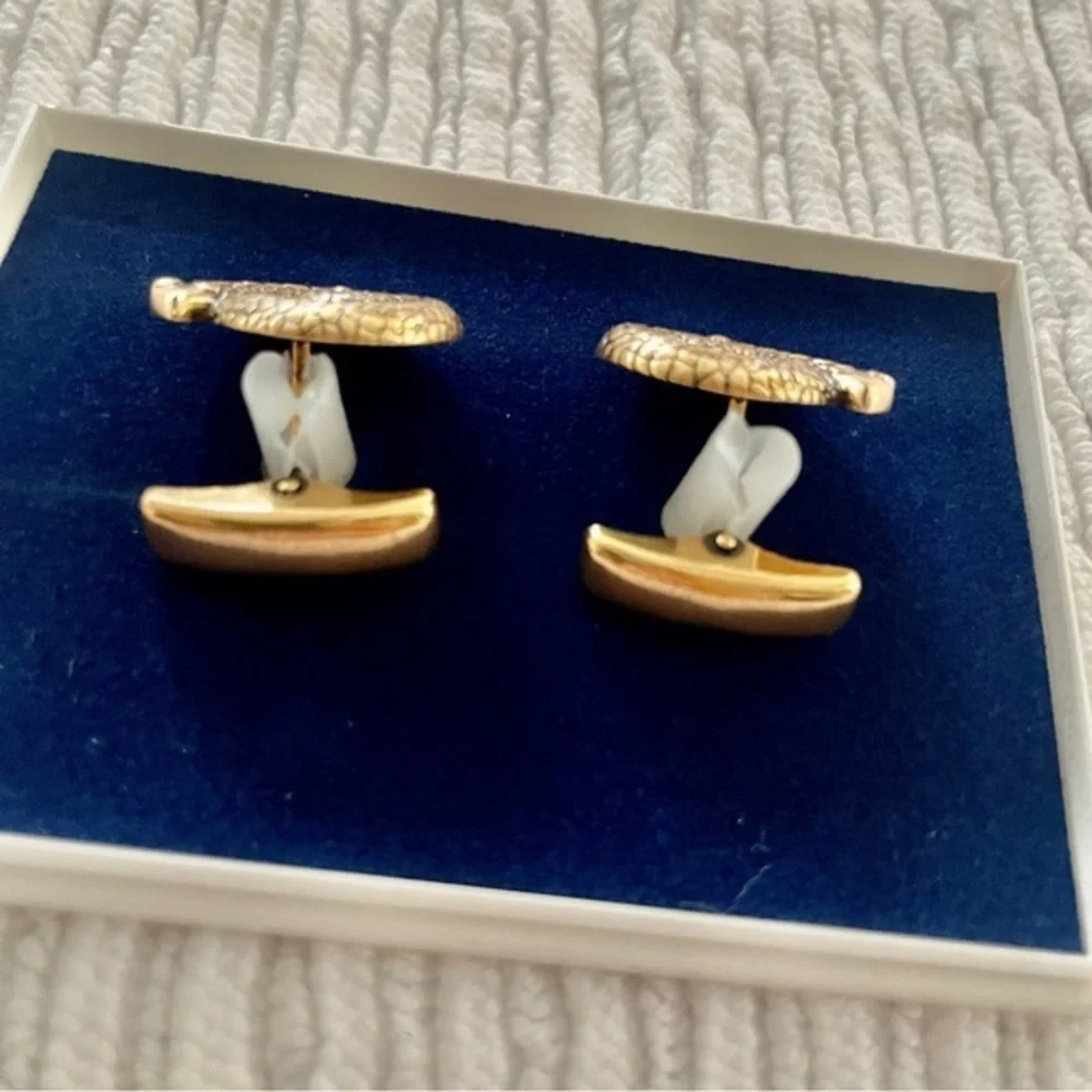 NWT VINTAGE KALEVALA KORU Snake‎ Cuff Links in Brass